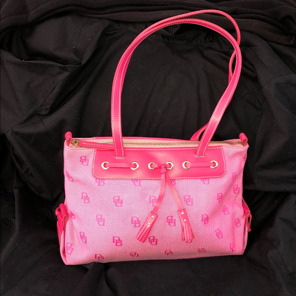 Dooney and Bourke pink leather and material bag